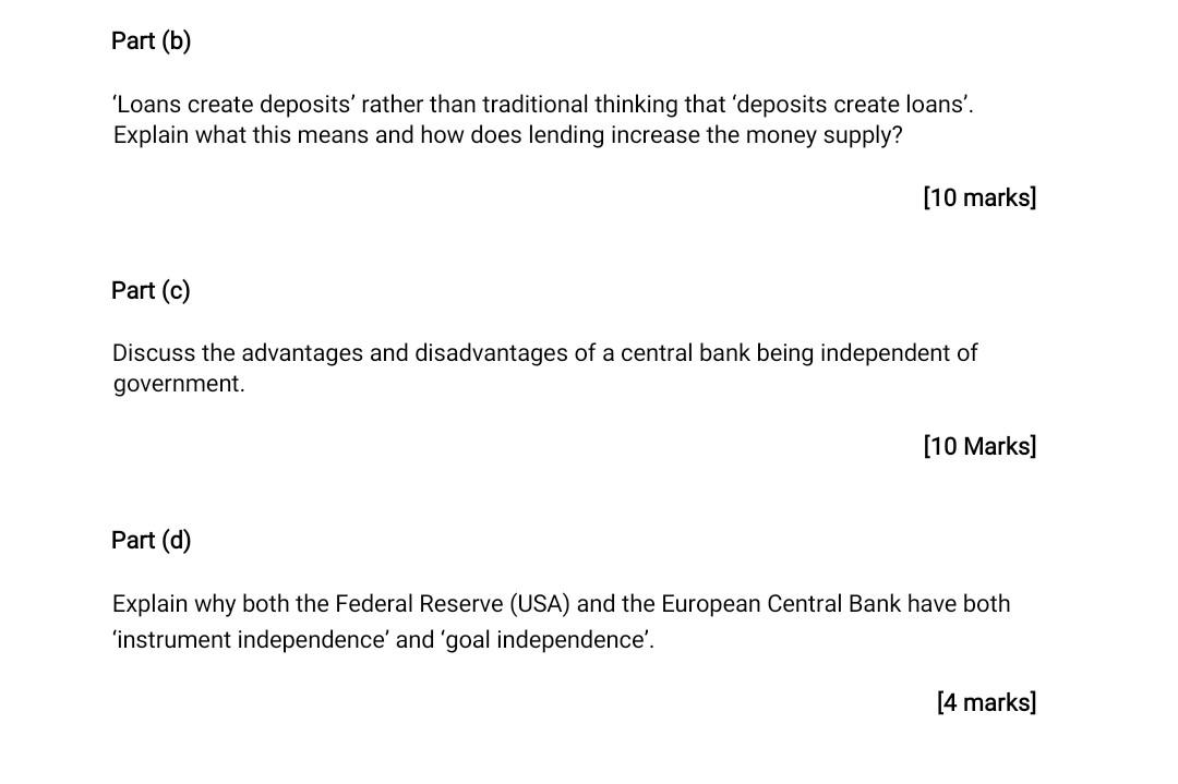  please do it in 10 minutes will upvote Part (b) 'Loans