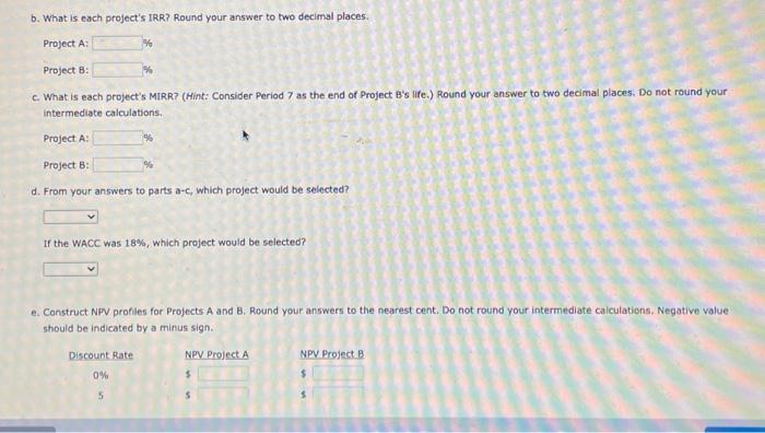Structured Activity: Capital budgeting criteria A company has a 13% WACC and