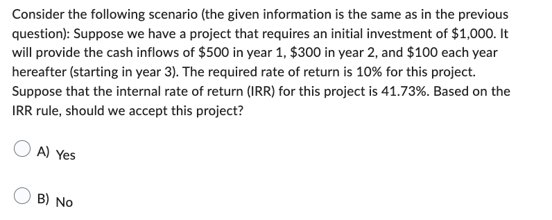  Consider the following scenario (the given information is the same as