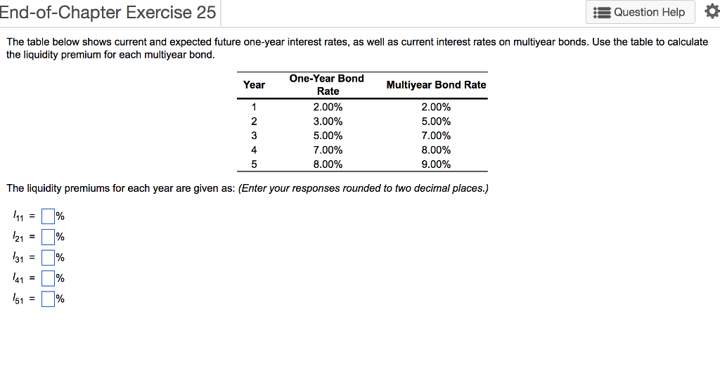  End-of-Chapter Exercise 25 Question Help The table below shows current and