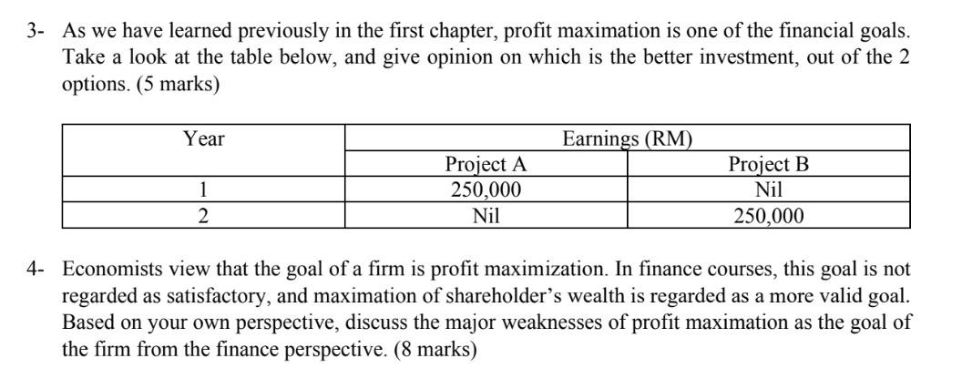 3- As we have learned previously in the first chapter, profit