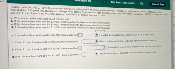  a Qui 18 This Test: 23 pts possible Submit Test (Capital