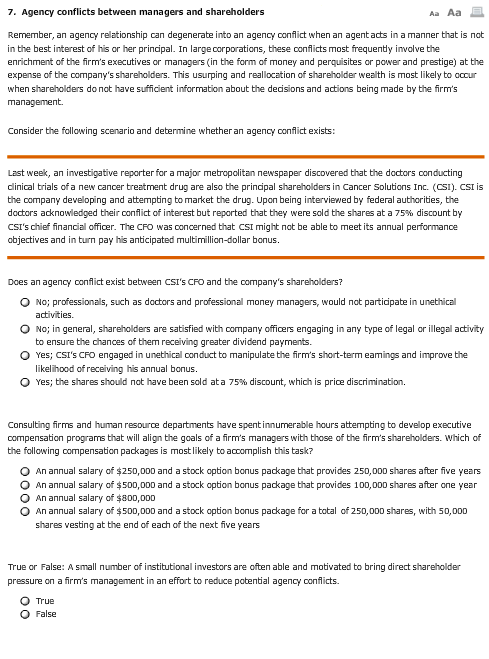 7. Agency conflicts between managers and shareholders Aa Aa Remember, an