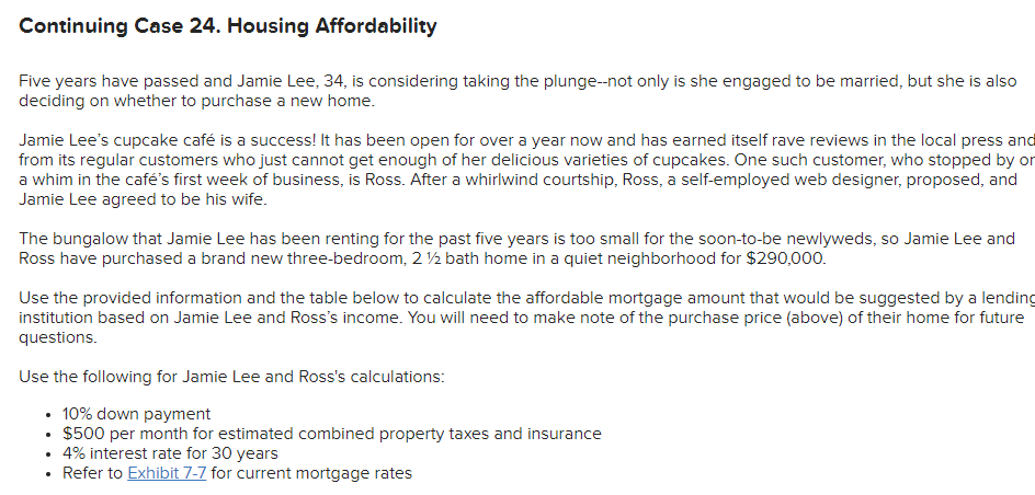 Continuing Case 24. Housing Affordability Five years have passed and Jamie