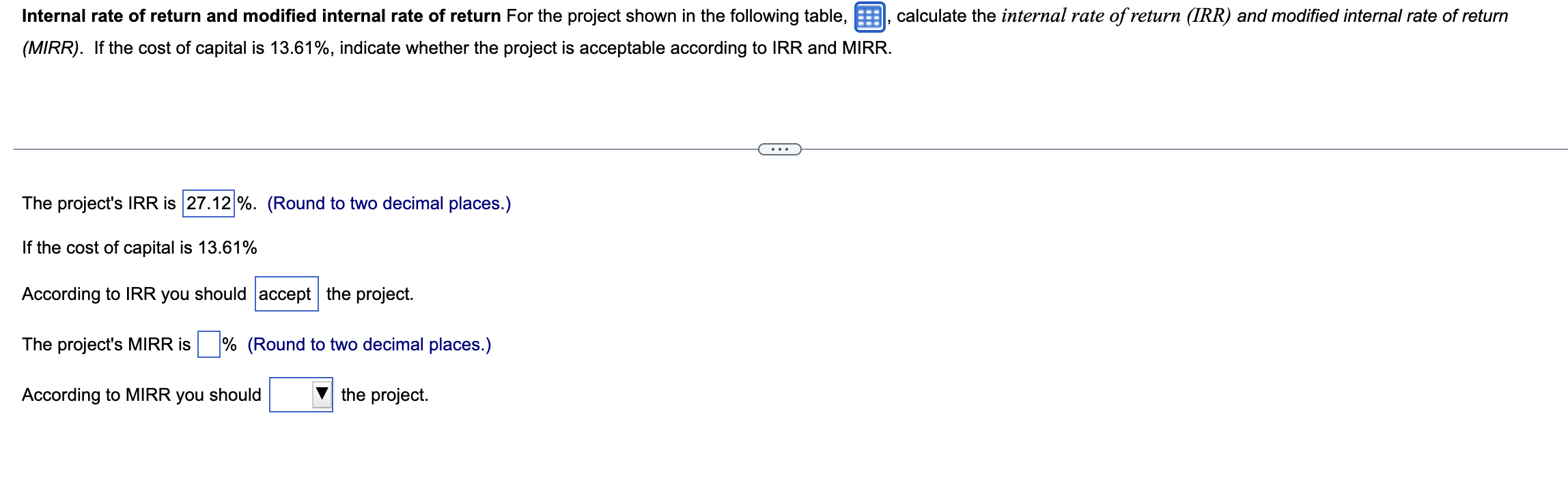 the contents of the data table below into a spreadsheet.) (MIRR). If
