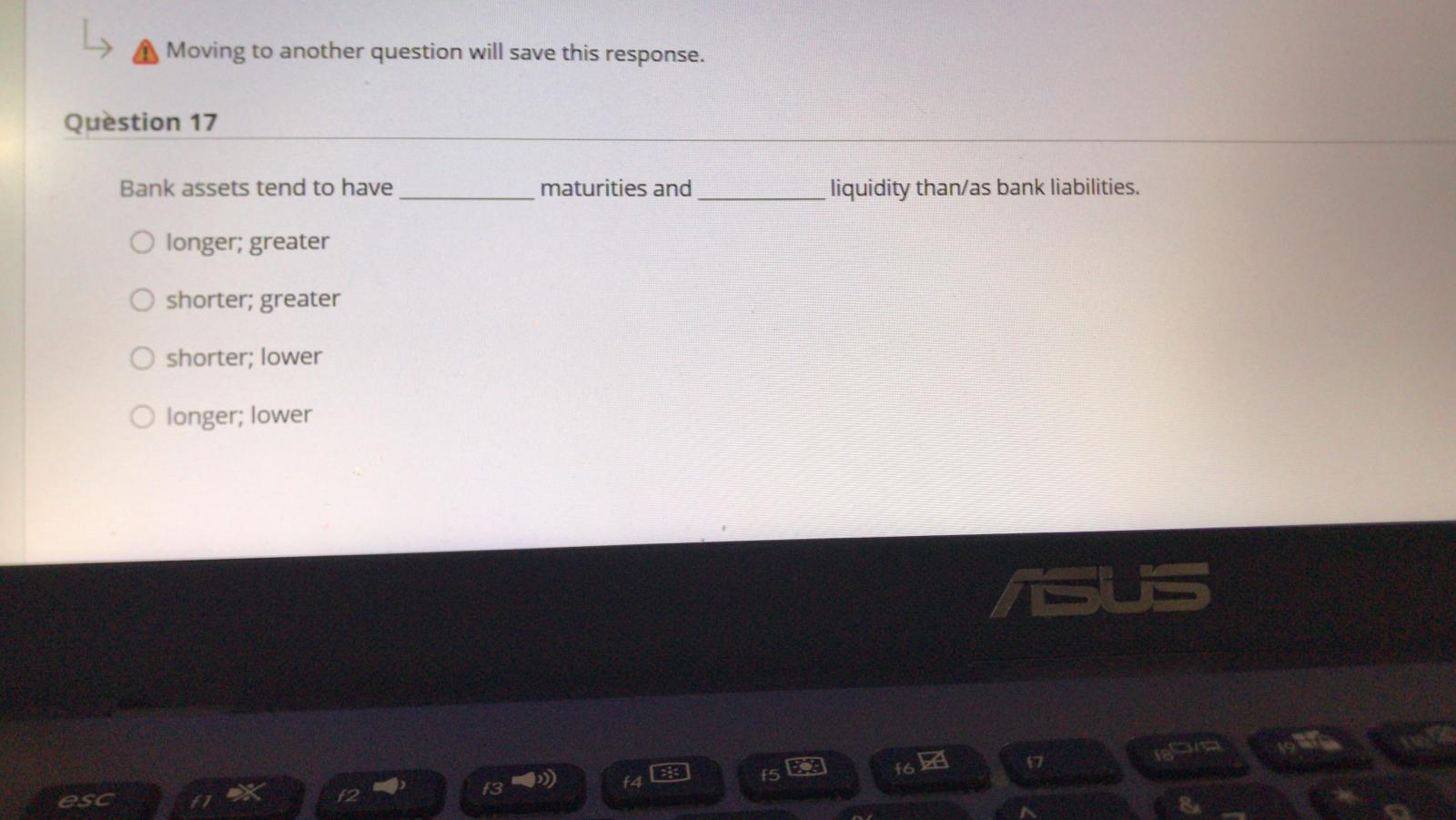 L A Moving to another question will save this response. Question