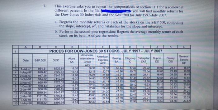 please answer on microsoft excel spreadsheet. ch 11 estimating betas and the