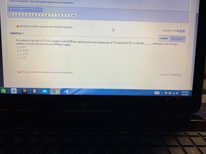  Force Completion this test can be saved and resumediter Question Completion