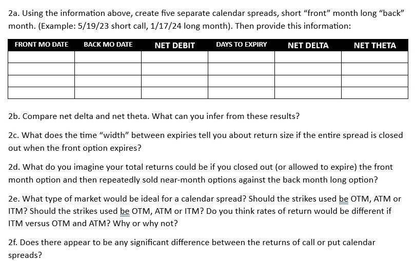 short call, 1/17/24 long month). Then provide this information: 1b. Compare net