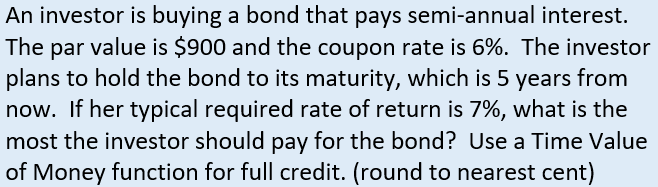 PLEASE PROVIDE THE EXCEL FUNCTION TO GET THE ANSWER. THE CORRECT ANSWER