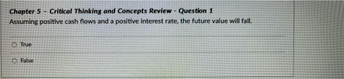  Chapter 5 - Critical Thinking and Concepts Review - Question 1