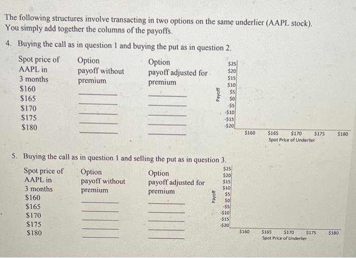  The following structures involve transacting in two options on the same