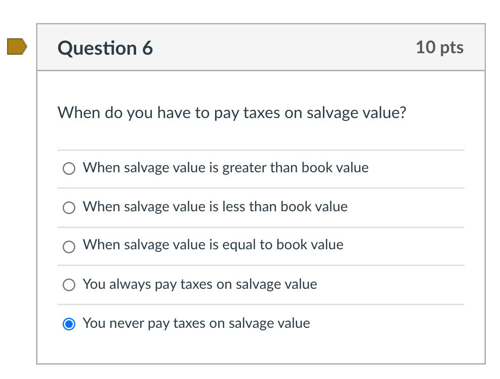 Question 6 10 pts When do you have to pay taxes