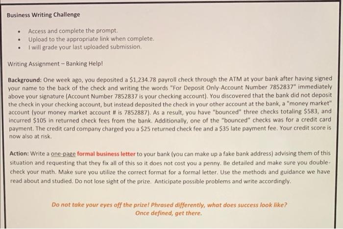 pls help, question here is an example Business Writing Challenge . Access