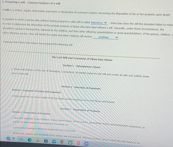  3. Preparing a will - Common features of a will A