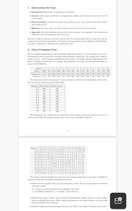 Can you make a report 1 Instructions for Case 2 Glove Company