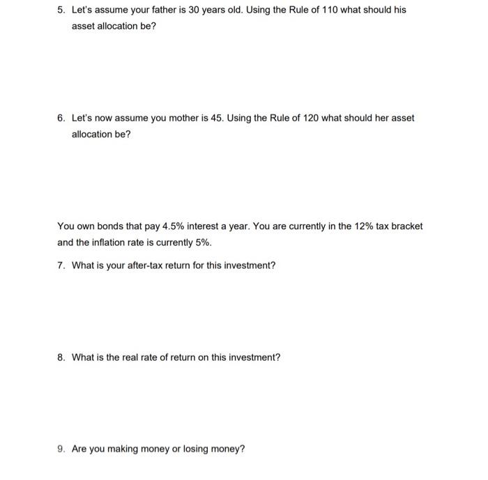  5. Let's assume your father is 30 years old. Using the