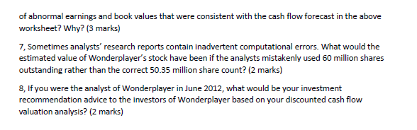 June 2012, a team of analysts issued a research report that valued