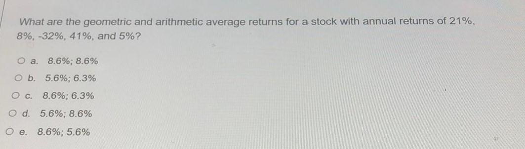  What are the geometric and arithmetic average returns for a stock
