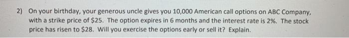  please answer in excel and use formula text 2) On your