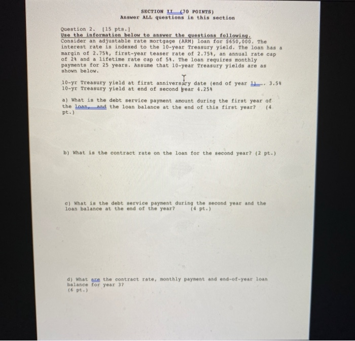  Question 2. [15 pts.]Use the information below to answer the questions