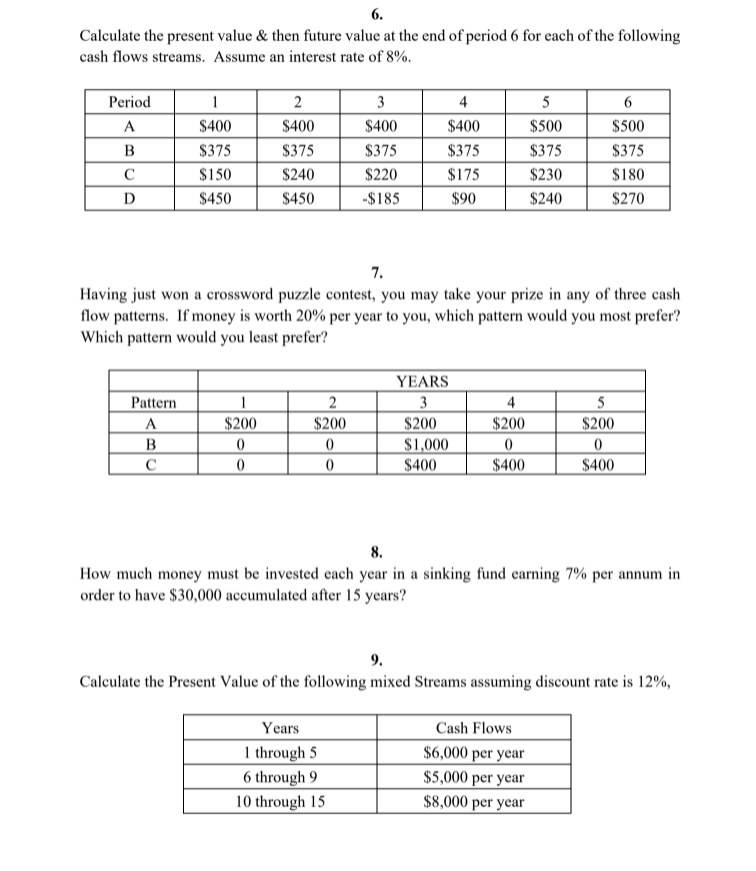 6. Calculate the present value & then future value at the