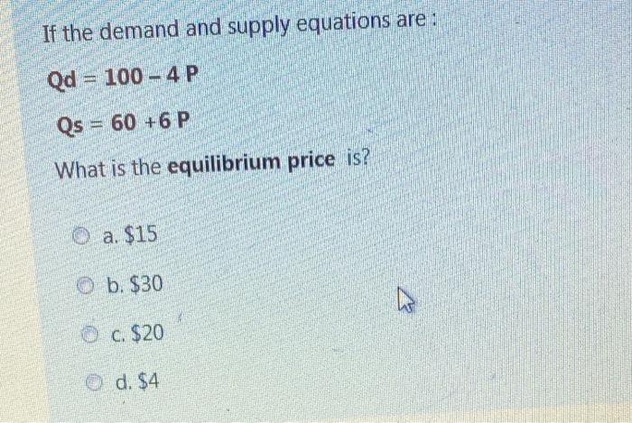 What is the MPC? If the demand and supply equations are: Qd