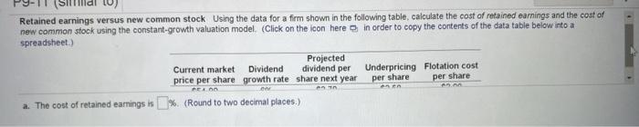  Retained earnings versus new common stock Using the data for a