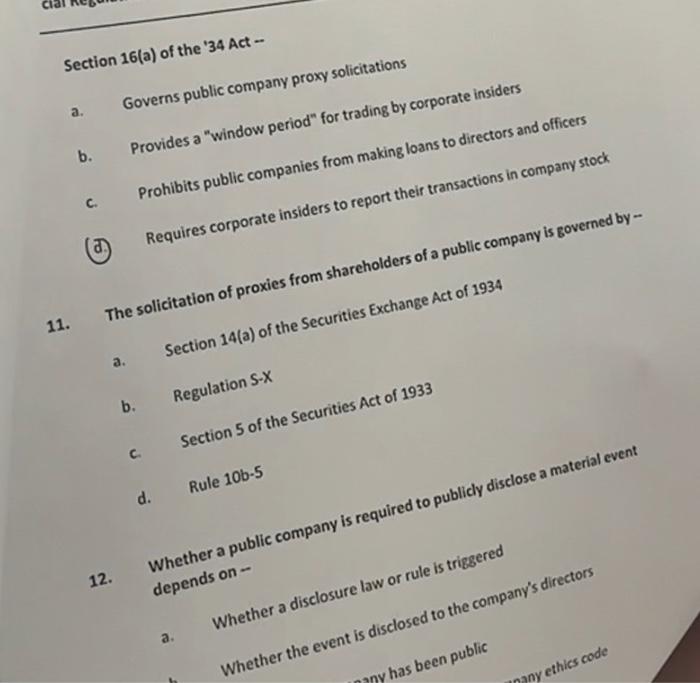  Section 16( a) of the ' 34 Act - a. Governs