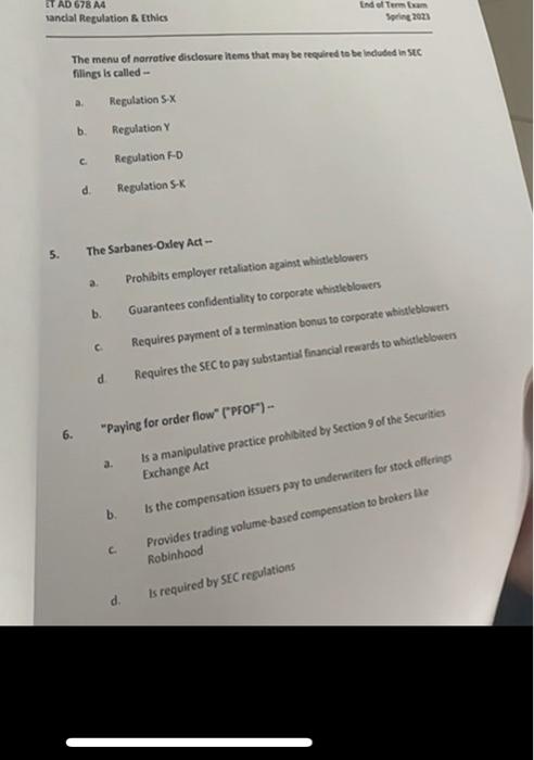 corporate insiders Regulation Sx c. Rule 10b5 12. depends on - a.