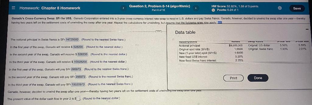  = Homework: Chapter 8 Homework Question 2, Problem 8-14 (algorithmic) HW