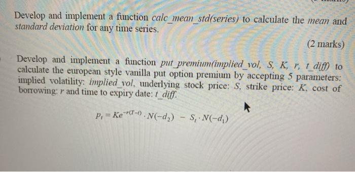  Develop and implement a function calc_mean_std(series) to calculate the mean and