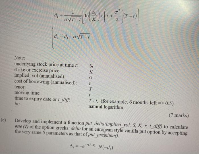 standard deviation for any time series. (2 marks) Develop and implement a