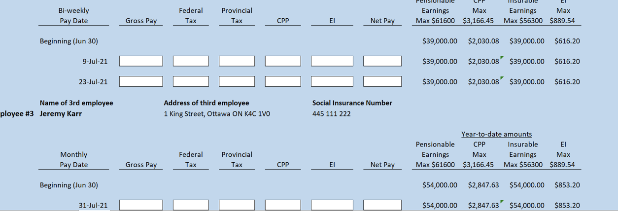 Susan Campbell (Software/Hardware Developer) Employer retains vacation No vacation taken during July