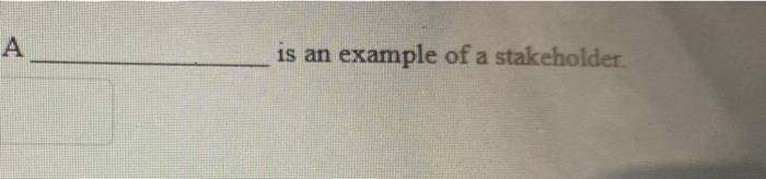  A 1s an example of a stakeholder