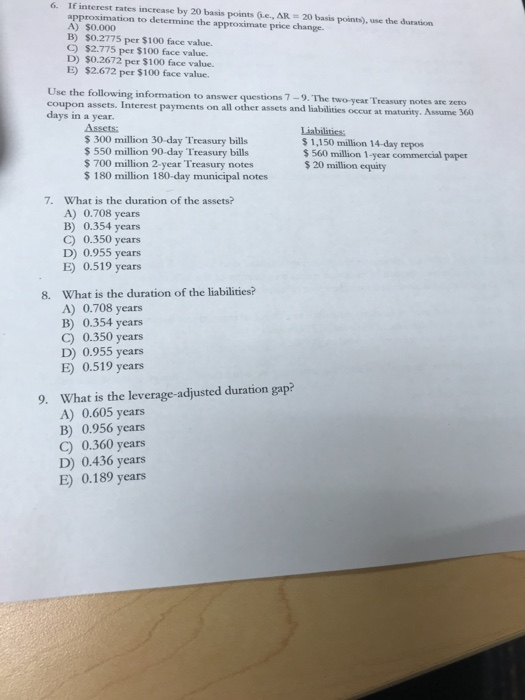  please answer 7,8 and 9 using the information and show all