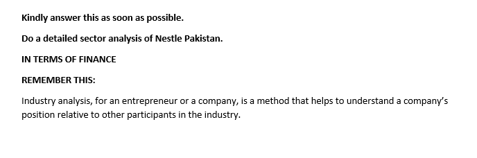 Kindly answer this as soon as possible. Do a detailed sector