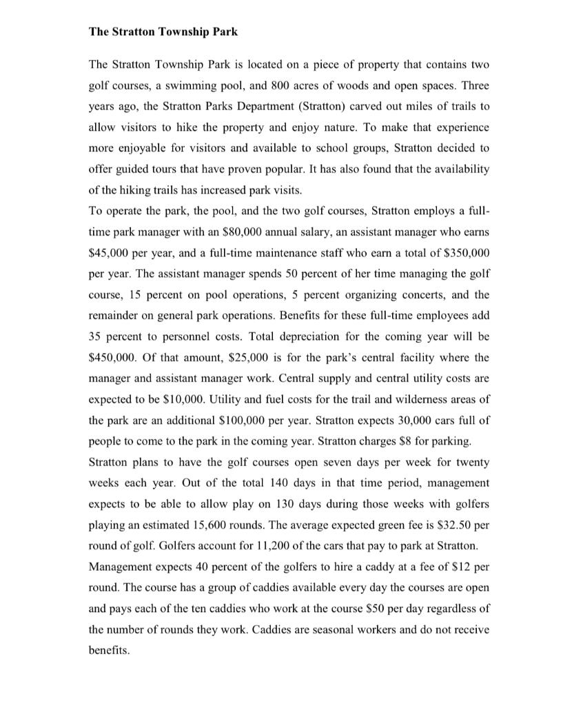 Only the answer to #3 please The Stratton Township Park The Stratton