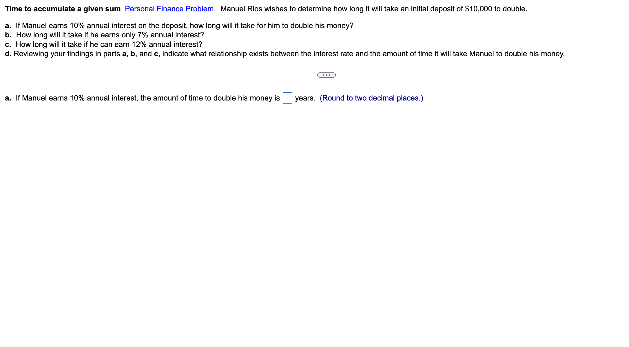 Time to accumulate a given sum Personal Finance Problem Manuel Rios