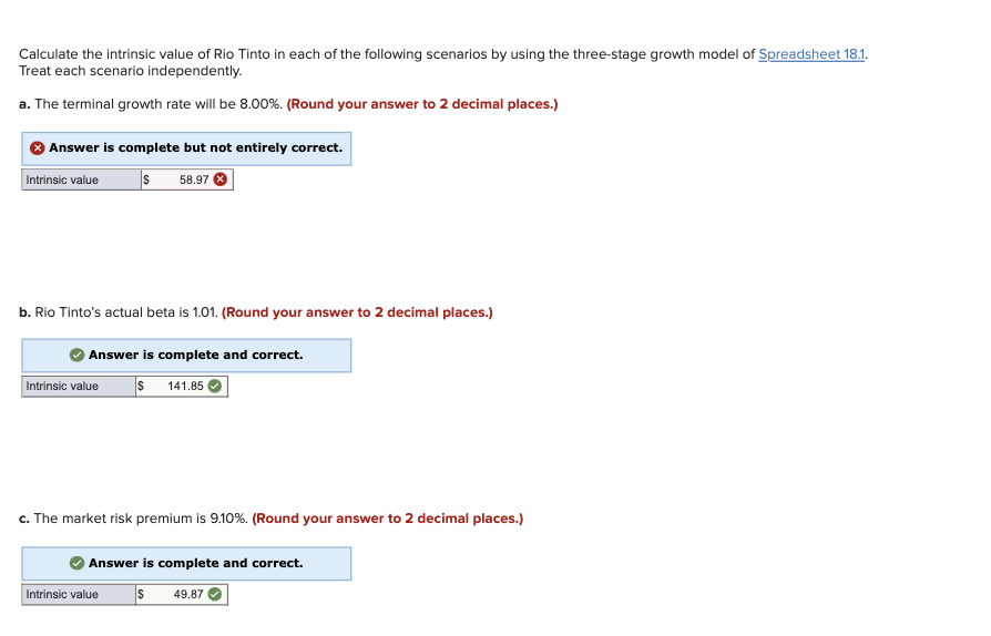 The answer is not 57.86 or 58.97 Please use this excel sheet