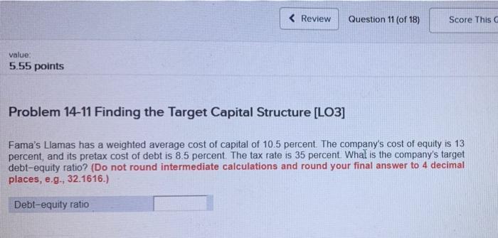 a weighted average cost of capital of 10.5 percent. The company's cost