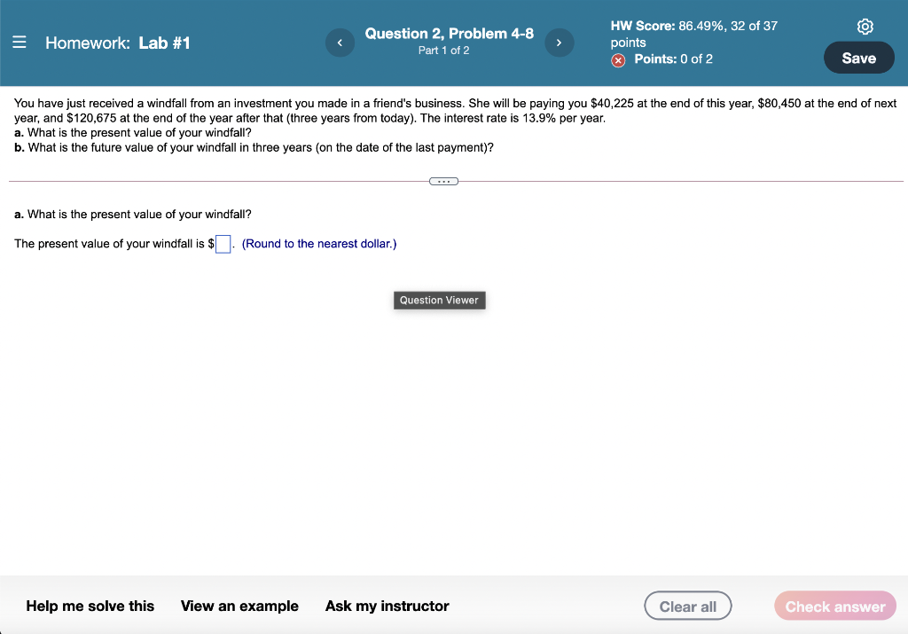  = Homework: Lab #1 Question 2, Problem 4-8 Part 1 of