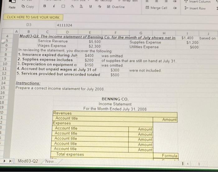 Insert Column Paste Copy Overline 23 Merge Cell 3- Insert Row