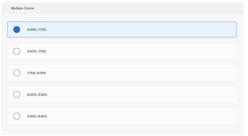 with annual returns of 12 percent, 9 percent. -4 percent, and 15