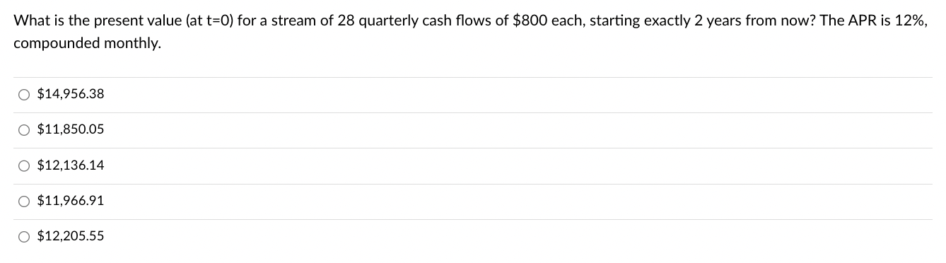  What is the present value (at t=0 ) for a stream