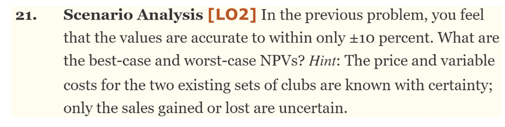 Previous problem for reference Scenario Analysis [LO2] In the previous problem, you