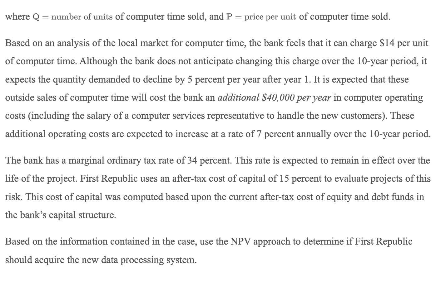 considering the acquisition of a new data processing and management information system.