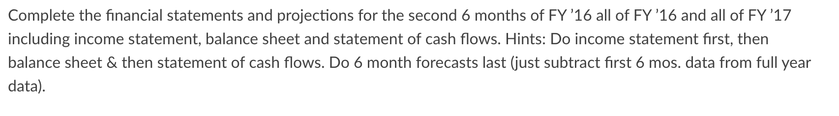  PLEASE ONLY DO THE STATEMENT OF CASH FLOWS Complete the financial