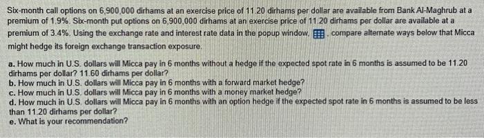 Please find b ~ e thank you Six-month call options on 6,900,000
