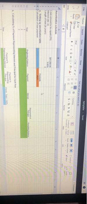  Home Insert template - Saved Data Review View Help me what